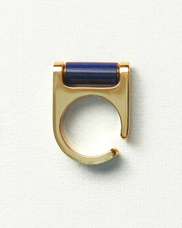 silver rings for women -Lapis Lazuli ear cuff/ ring