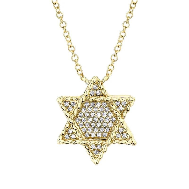 charm necklaces for women -Shy Creation Diamond Star Of David Pendant Necklace