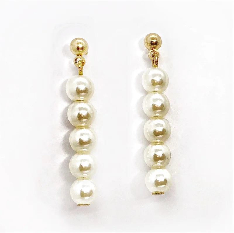 simple stud earrings for women -Dangling Pearl Drop Stud Earring