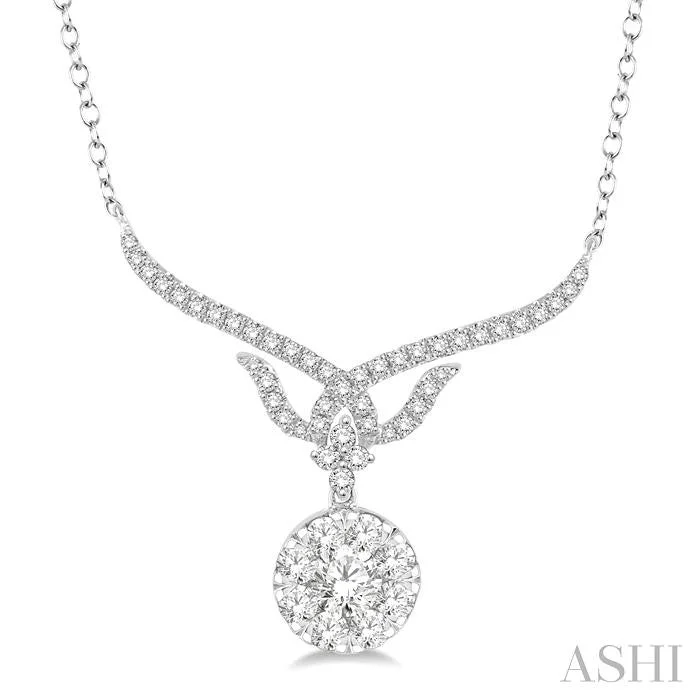 elegant gemstone necklaces for women -ROUND SHAPE LOVEBRIGHT DIAMOND NECKLACE