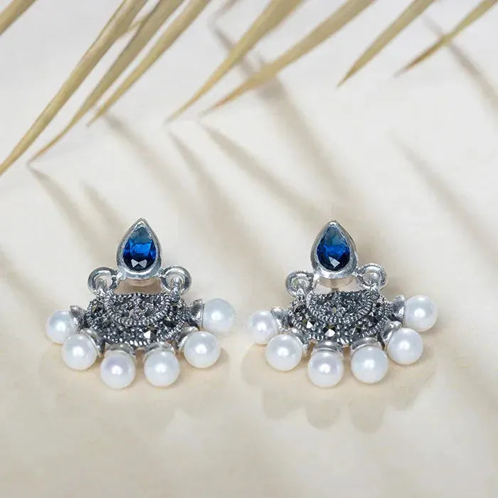 stud earrings for women -Dainty Blue Cz Earrings