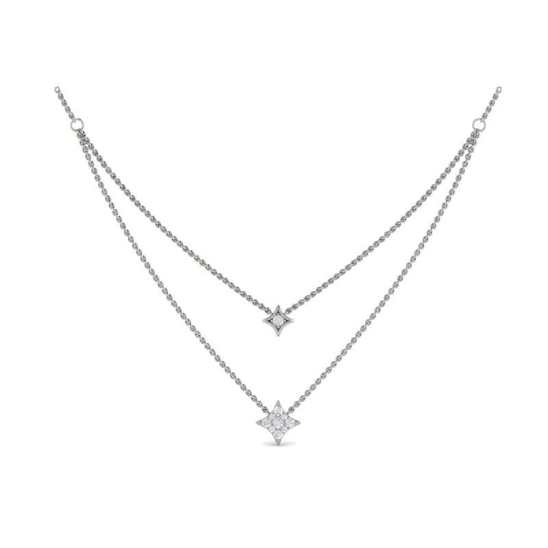 gemstone necklaces for women -Two Row Diamond Vlora Star Pendant Necklace