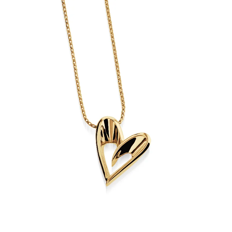 trendy chain necklaces for women -Entice Gold Heart Pendant Necklace