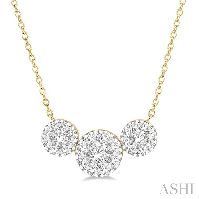 timeless gold necklaces for women -ROUND SHAPE PAST PRESENT & FUTURE LOVEBRIGHT ESSENTIAL DIAMOND NECKLACE