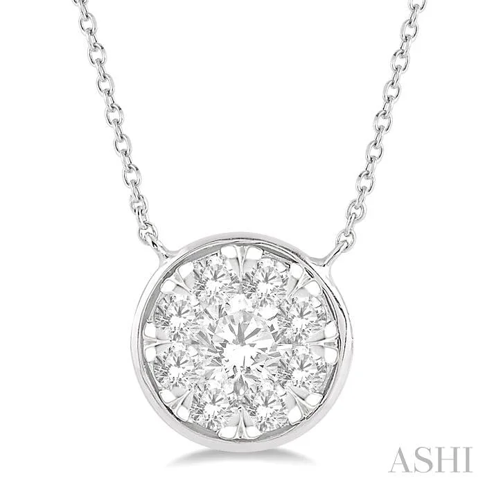 unique chain necklaces for women -ROUND SHAPE LOVEBRIGHT ESSENTIAL DIAMOND PENDANT