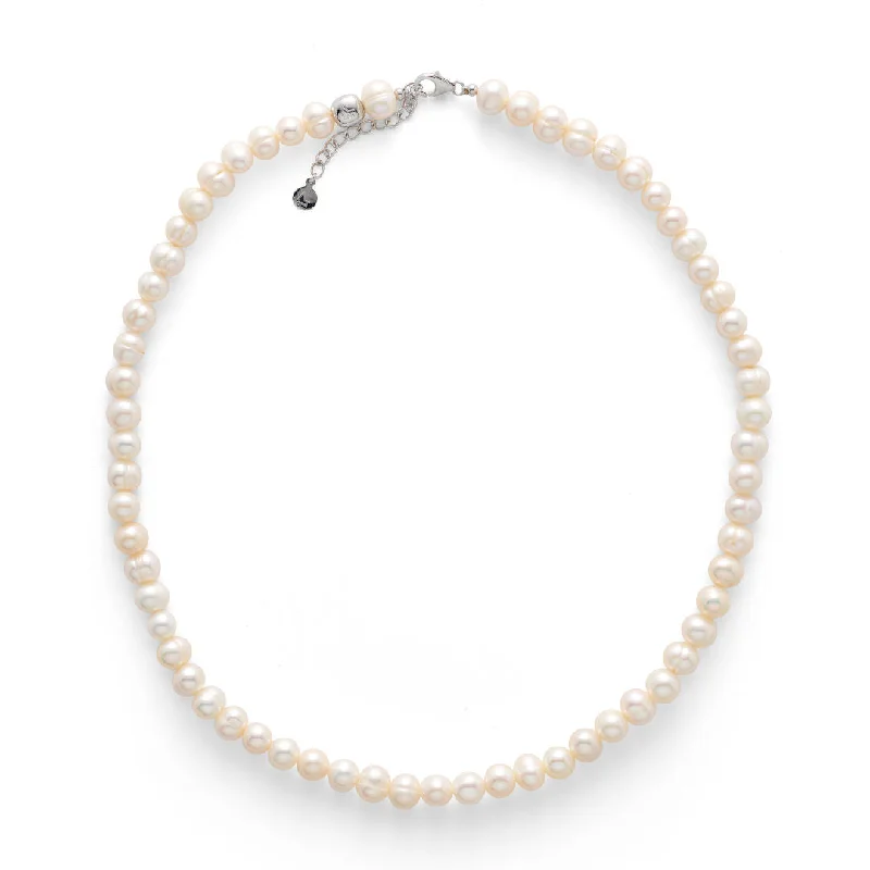 pendant necklaces for women -Silver Necklace w. White Pearls