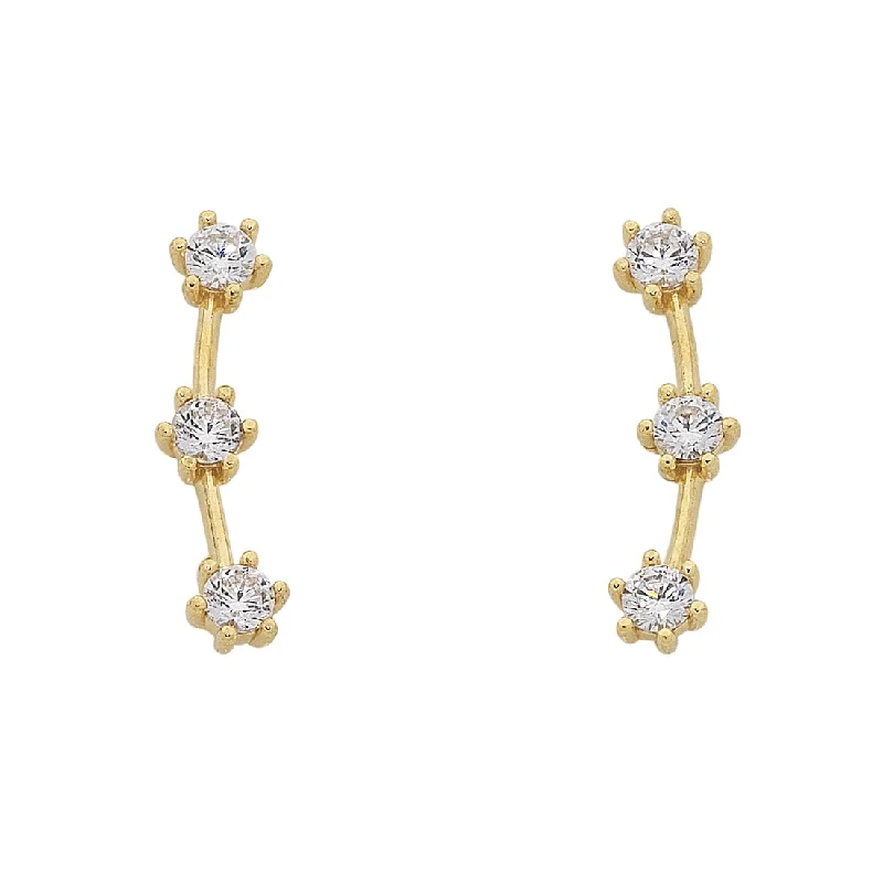 rose gold earrings for women -9ct Yellow Gold Silver Infused Cubic Zirconia Ear Climbers