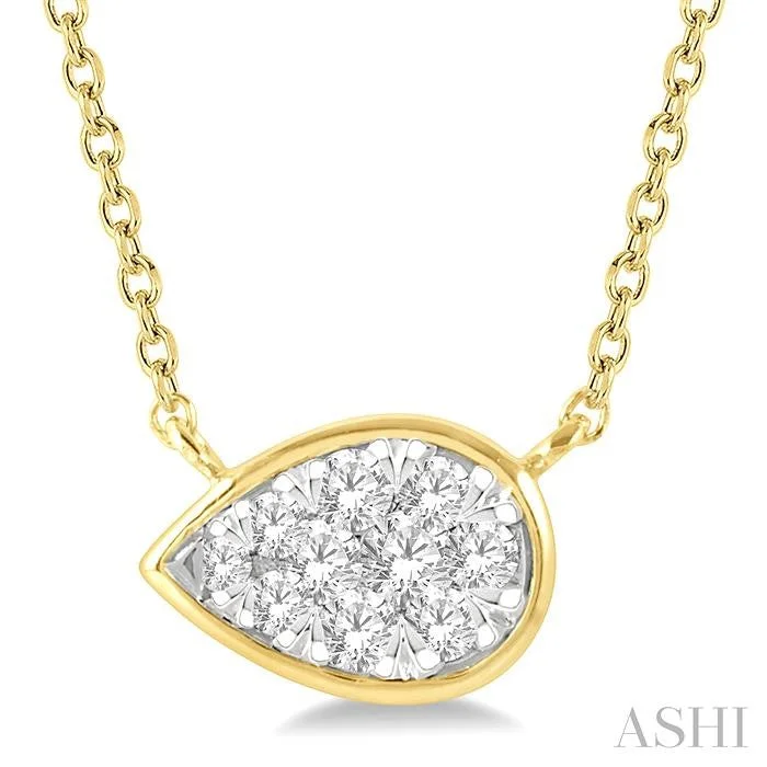 adjustable chain necklaces for women -PEAR SHAPE EAST-WEST LOVEBRIGHT ESSENTIAL DIAMOND PENDANT