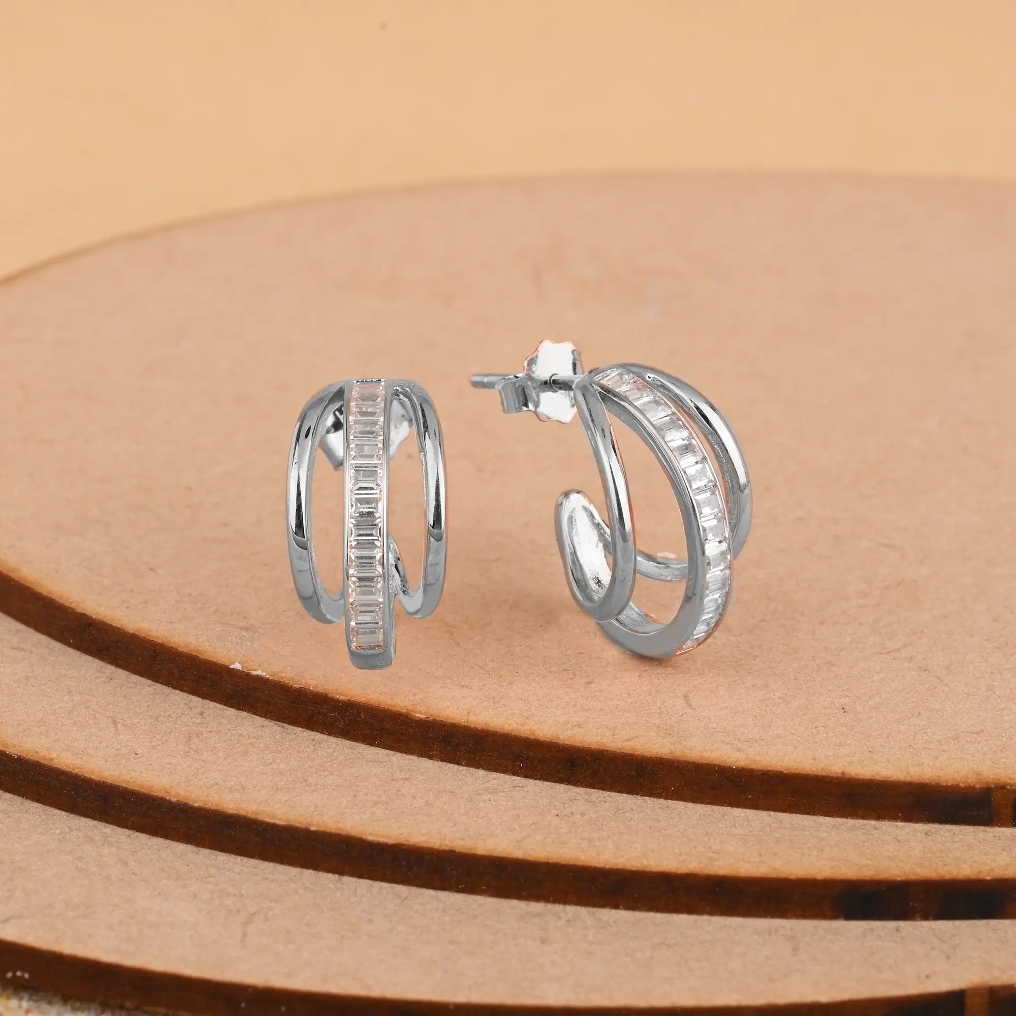 statement hoop earrings for women -Structured Curvy Earring