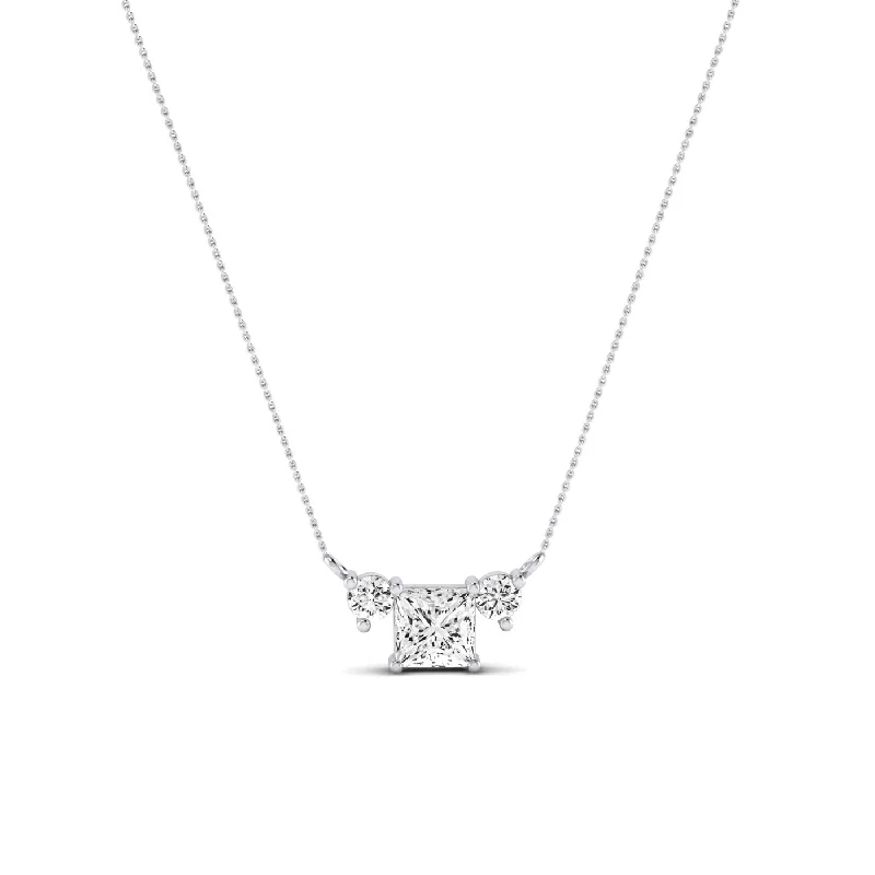 luxury necklaces for women -Spirea Princess Cut Diamond Accented Necklace