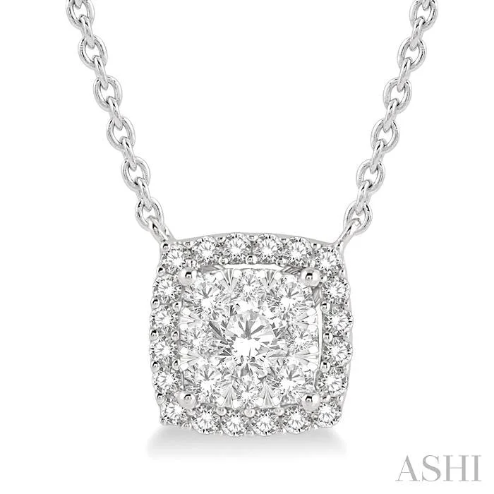 special occasion necklaces for women -CUSHION SHAPE HALO LOVEBRIGHT ESSENTIAL DIAMOND PENDANT