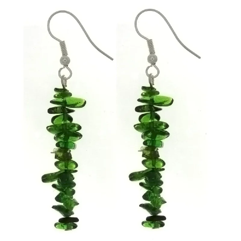 wedding drop earrings for women -DANGLE CHIP CHROME DIOPSIDE EARRINGS