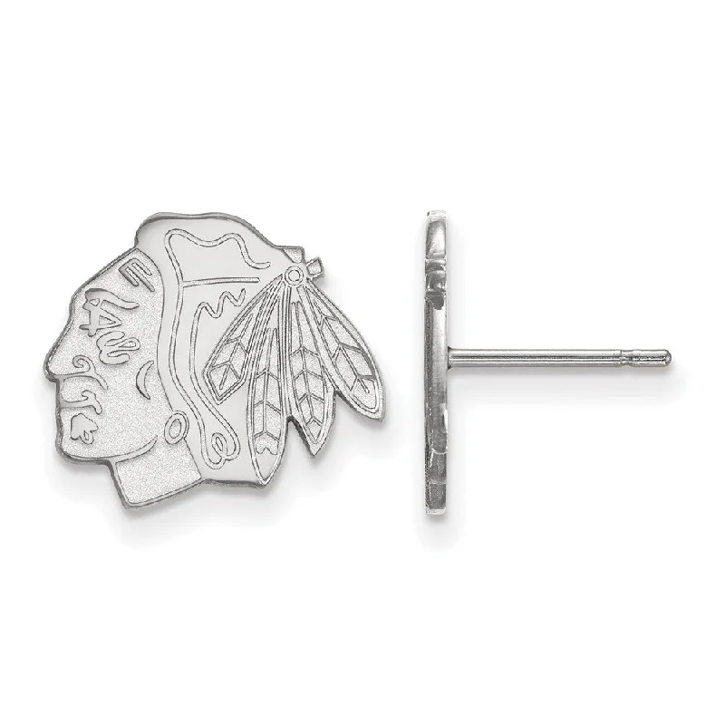 diamond earrings for women -Sterling Silver NHL Chicago Blackhawks Small Post Earrings