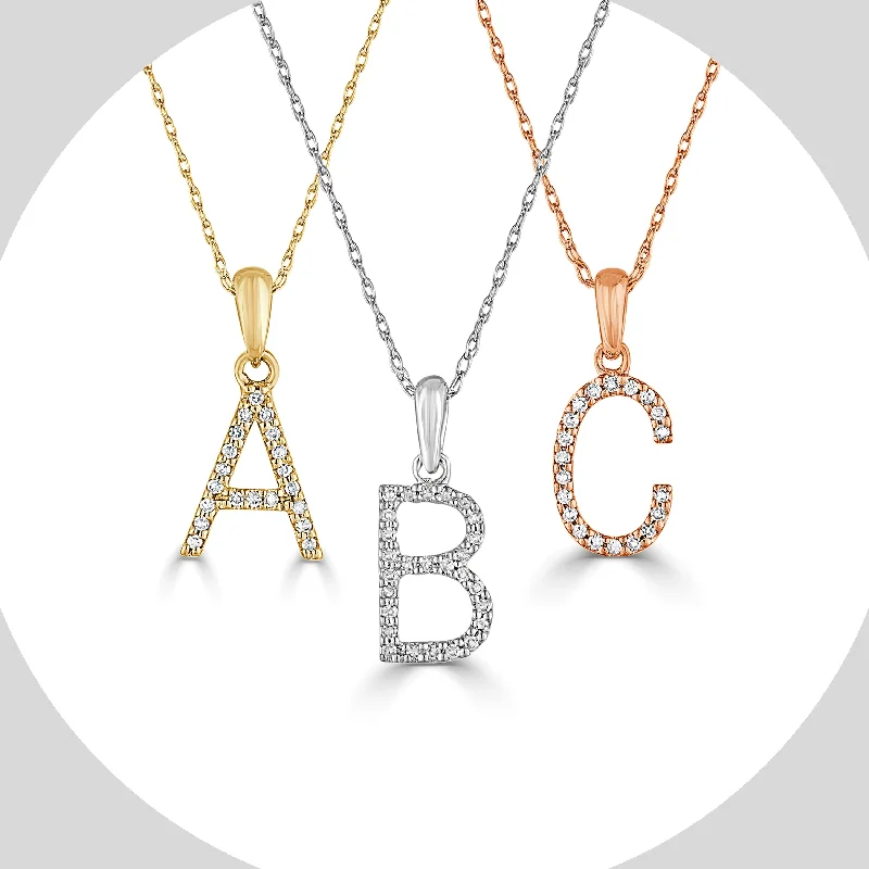 heart pendant necklaces for women -14k Gold & Diamond Initial A-Z Necklace Pendant 16-18" Inches