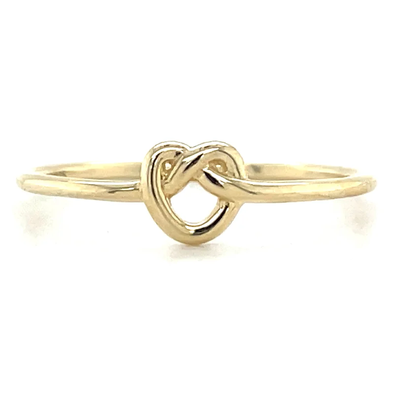 minimalist rings for women -9ct Yellow Gold Heart Knot Ring