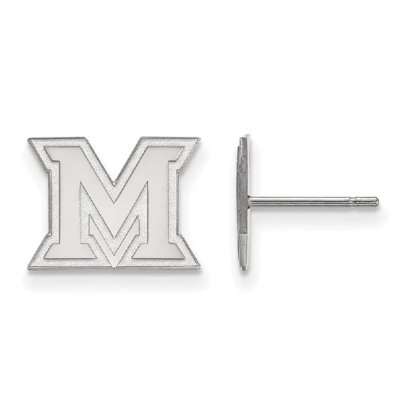 bright gemstone earrings for women -Sterling Silver Miami University XS (Tiny) Initial M Post Earrings