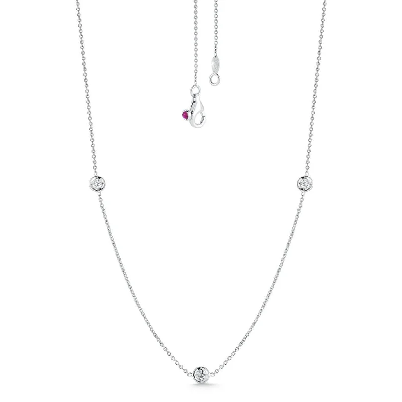 statement necklaces for women -Roberto Coin 3 Station Diamond Necklace