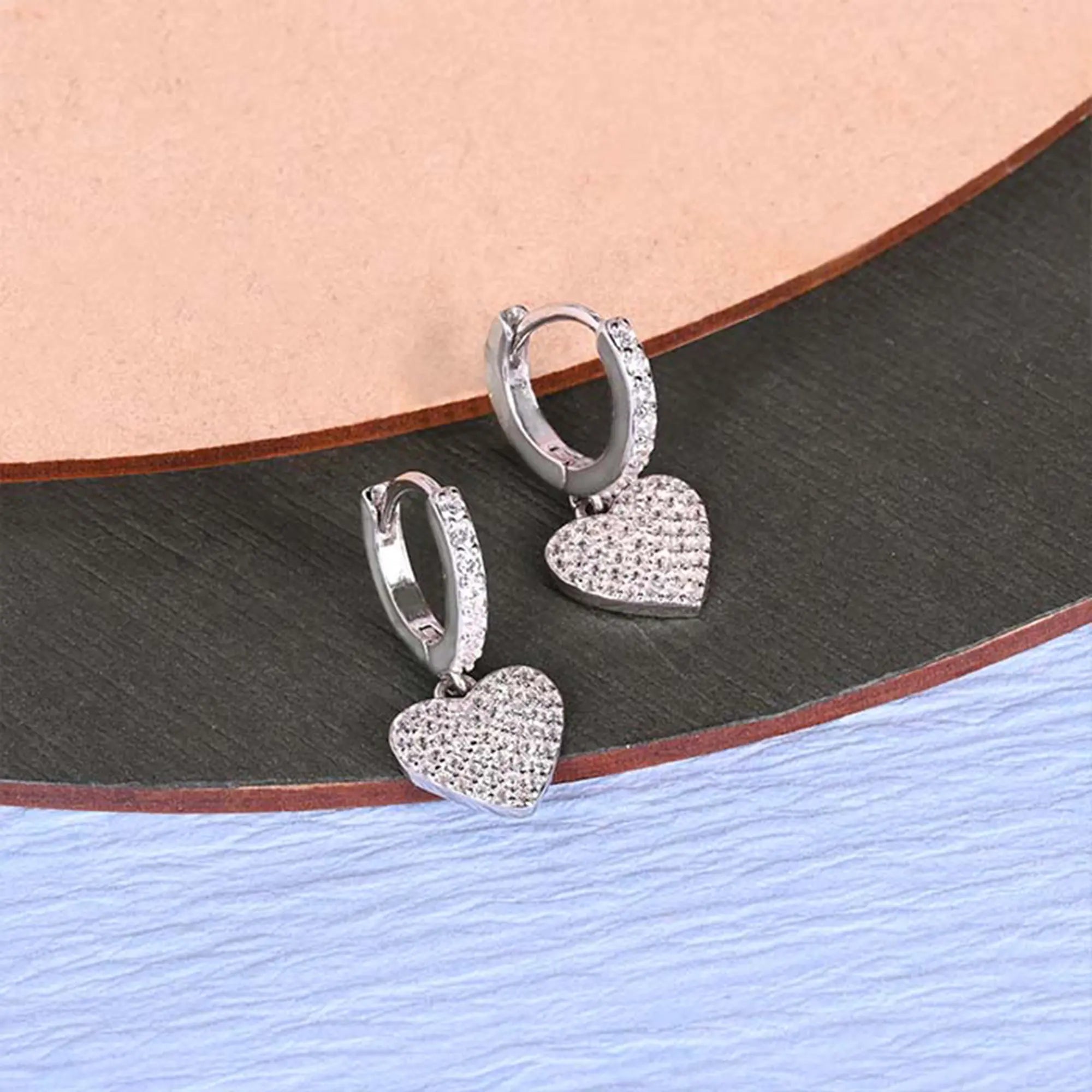 dazzling earrings for women -Hanging Hearts Earrings