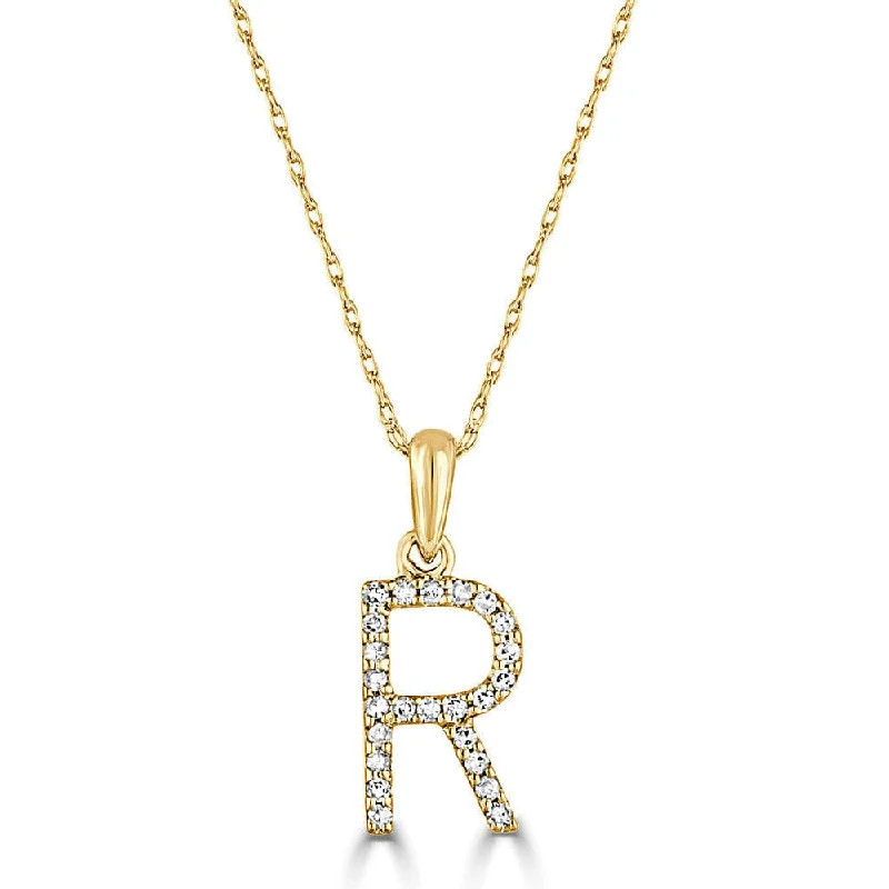 vintage necklaces for women -14k Gold & Diamond Initial Necklace- R