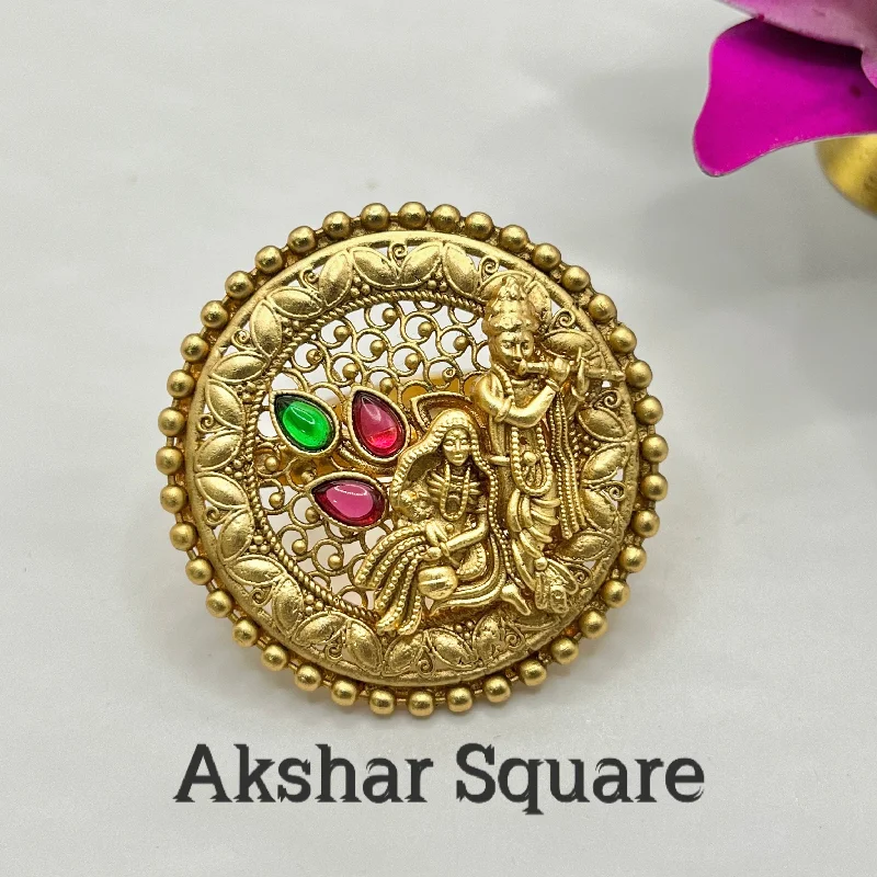 gemstone rings for women -Rajwadi gold Radhe krishna Finger ring