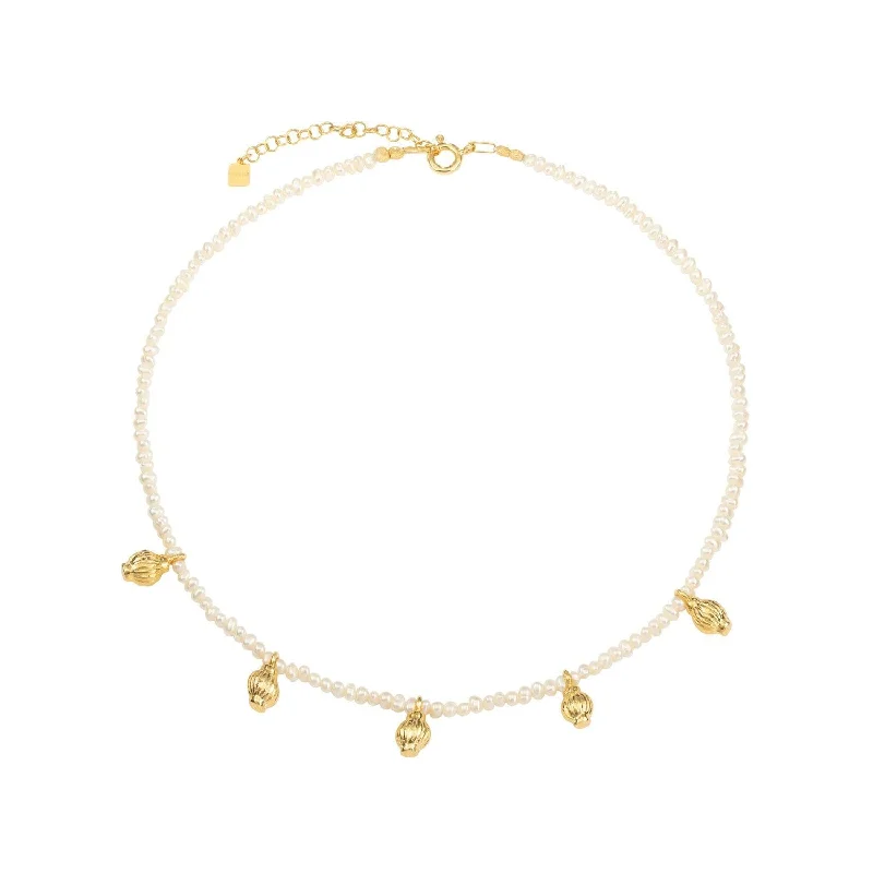 eco-friendly necklaces for women -Ánfora 18K Gold Plated Necklace w. Pearls