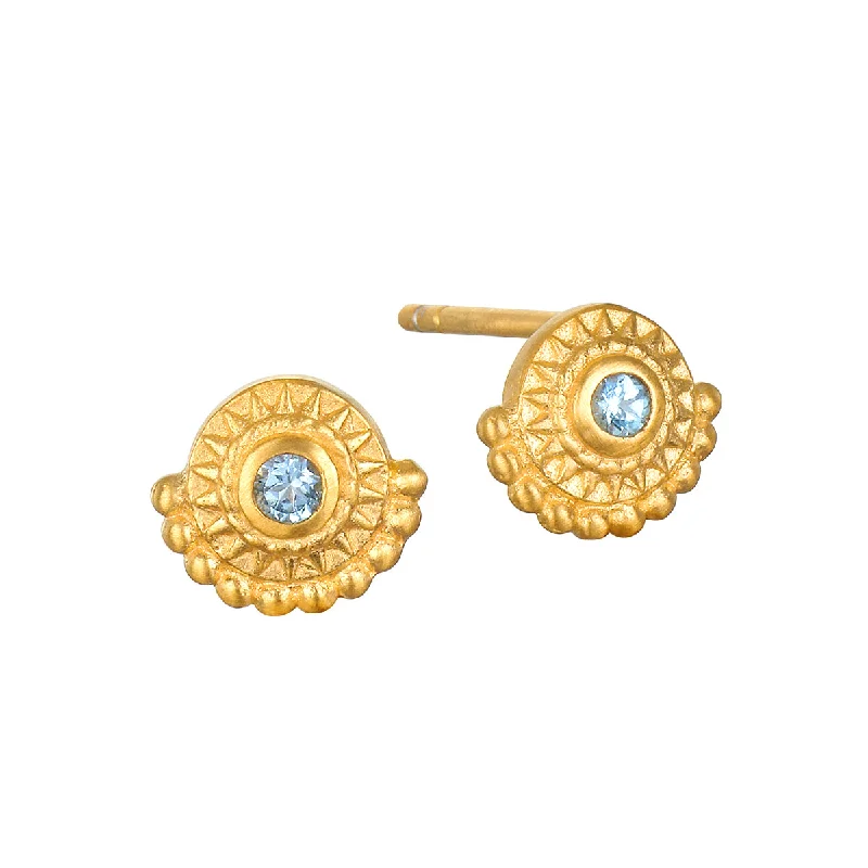 gemstone earrings for women -Coming Into Focus Blue Topaz Stud Earrings