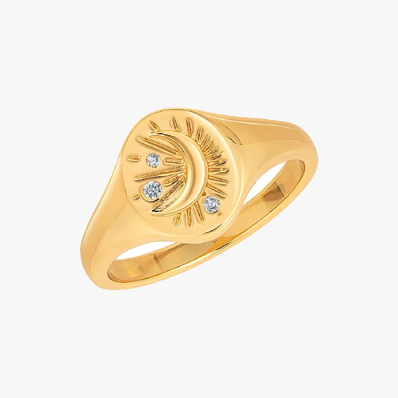 sapphire rings for women -Tarot Moon Signet Ring Gold