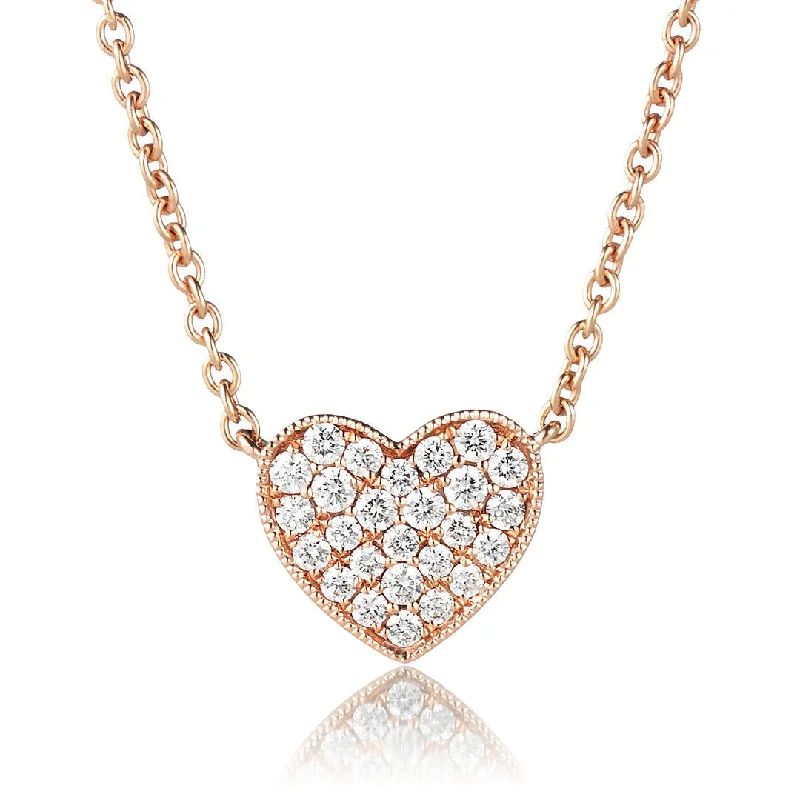 romantic pendant necklaces for women -Heart 18K Gold, Rosegold or Whitegold Necklace w. Diamonds