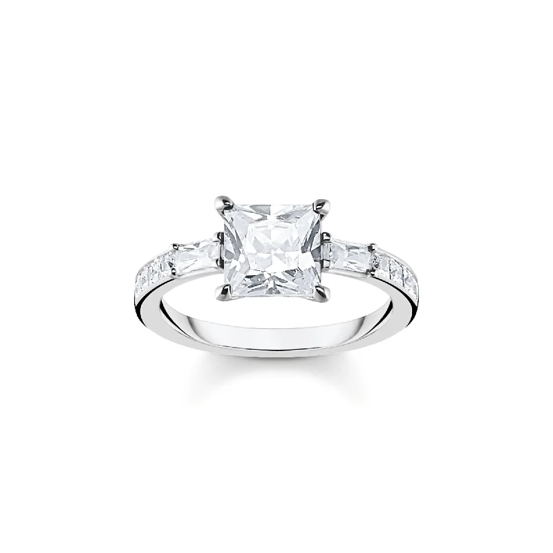 romantic engagement rings -Thomas Sabo Princess Cut Sterling Silver Ring