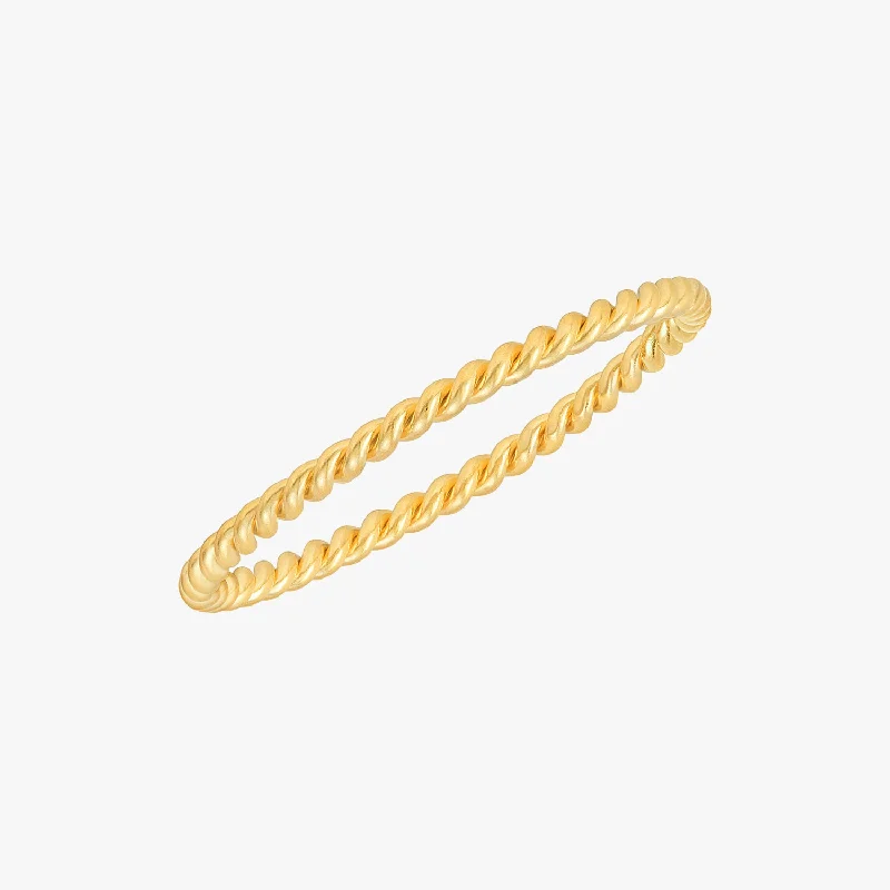 fashion rings for women -Skinny Twist Ring Gold