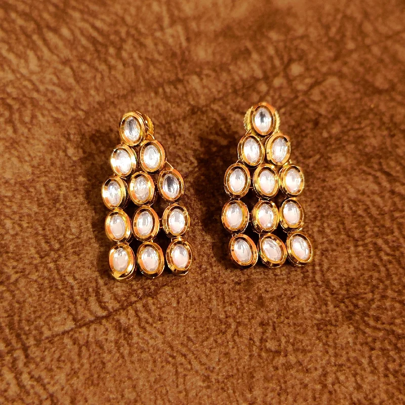 rose gold stud earrings for women -White Kundan Earrings