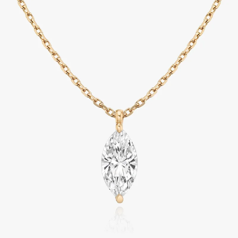 custom necklace pendants for women -Solitaire Marquise 14K Rosegold Necklace w. Lab-Grown Diamond