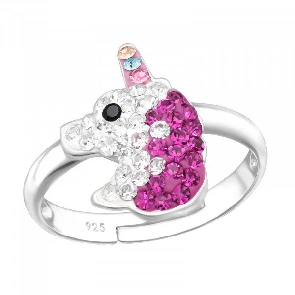 matching rings for couples -Childrens Sterling Silver Unicorn Adjustable Ring