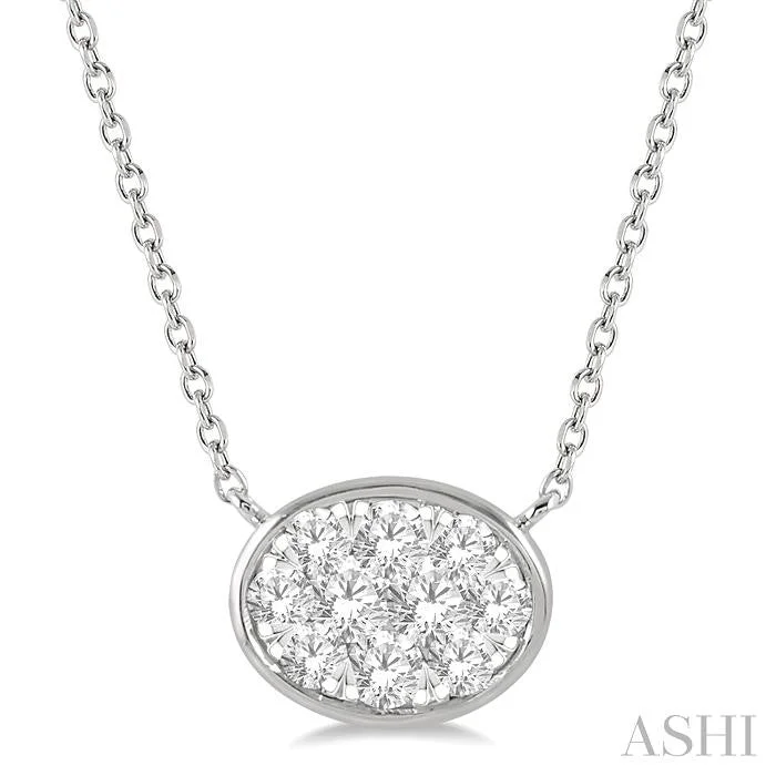 minimalist necklaces for women -OVAL SHAPE EAST-WEST LOVEBRIGHT ESSENTIAL DIAMOND PENDANT