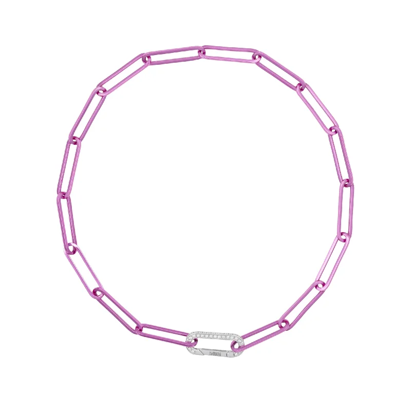 sapphire necklaces for women -Cable Magenta 18K Whitegold Necklace w. Diamonds