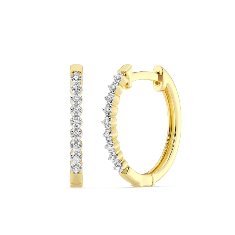 bold statement earrings for women -Hoop Earrings with 0.05ct of Diamonds in 9ct Yellow Gold