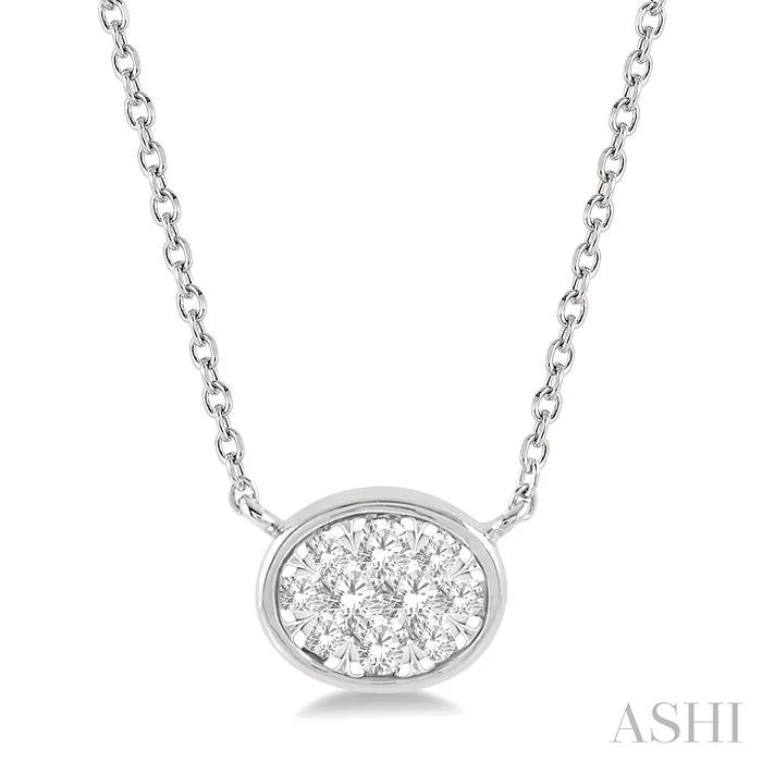 fashion necklaces for women -OVAL SHAPE EAST-WEST LOVEBRIGHT ESSENTIAL DIAMOND PENDANT