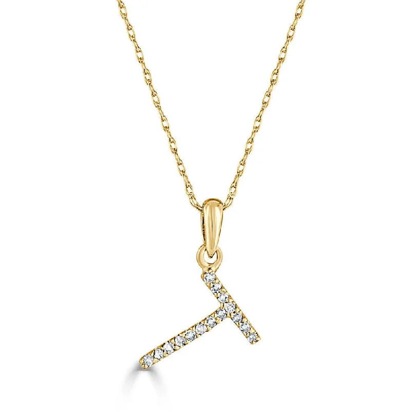 gemstone necklaces for women -14k Gold & Diamond Initial Necklace- T