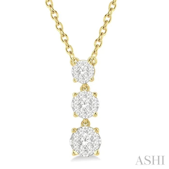 romantic pendant necklaces for women -ROUND SHAPE PAST PRESENT & FUTURE LOVEBRIGHT DIAMOND PENDANT