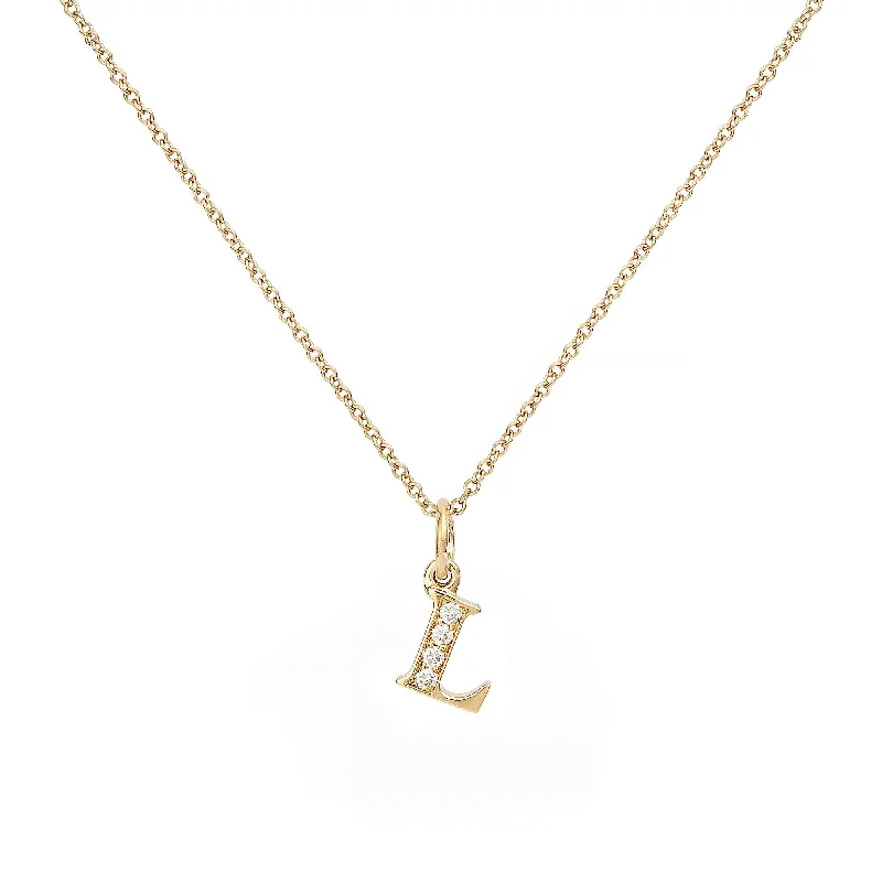 pearl necklaces for women -Love Letter L 18K Gold Necklace w. Diamonds