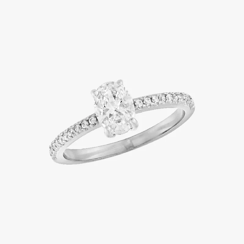 wedding band sets for women -Oval Solitaire Silver Ring