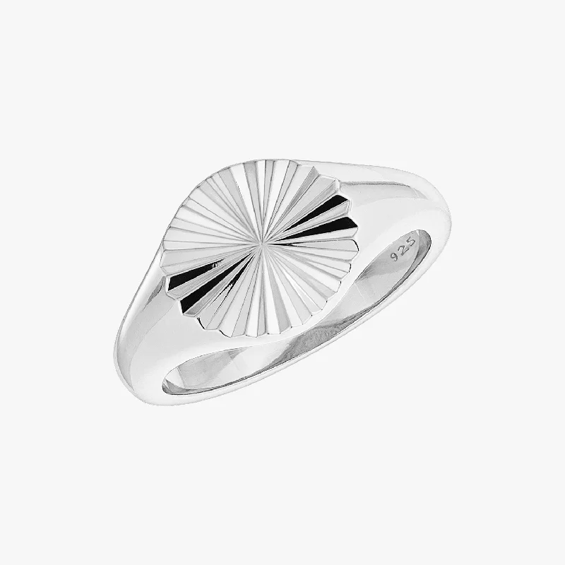 matching wedding rings for couples -Sunbeam Disc Ring Silver