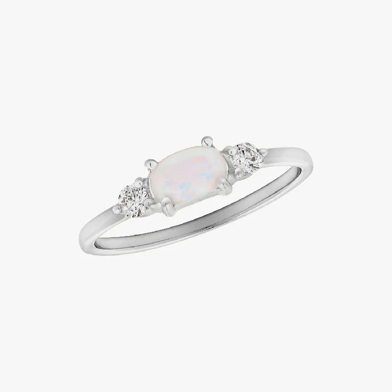 statement gemstone rings for women -Deco Opal CZ Ring Silver