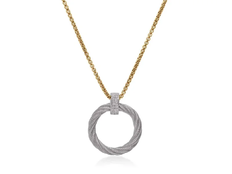 wedding necklaces for women -ALOR Grey and Yellow Cable Diamond Pendant Necklace