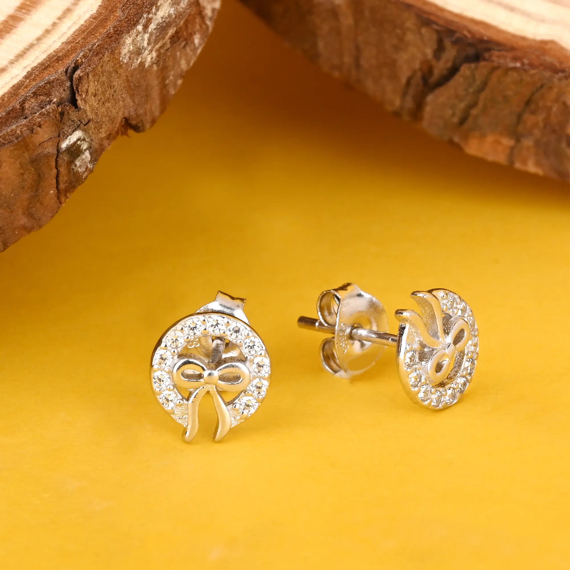 cute stud earrings for women -Brilliance Bow Earrings