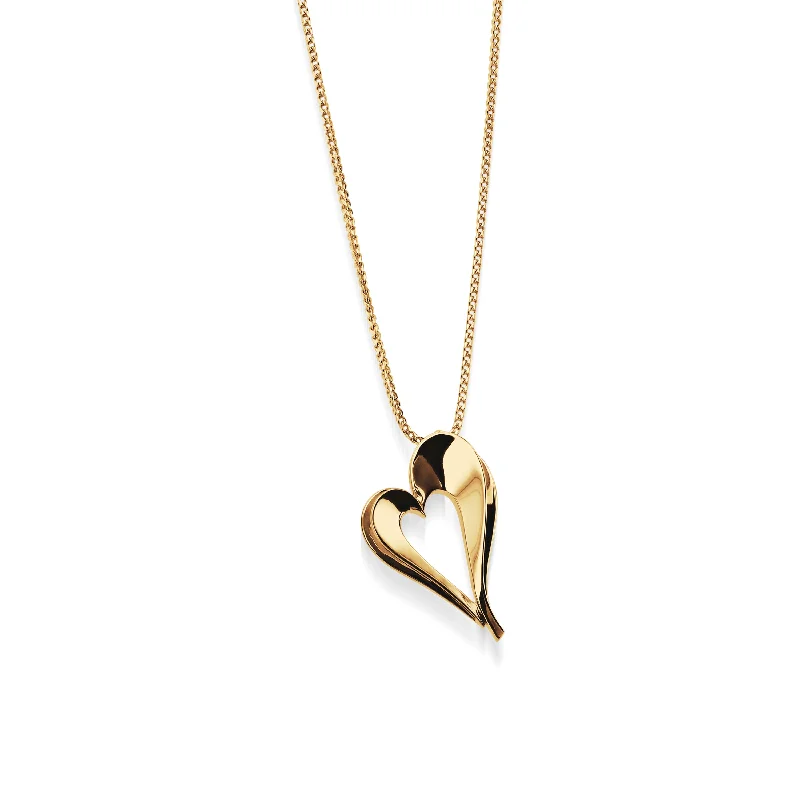 fashion statement necklaces for women -Adore Gold Heart Pendant Necklace