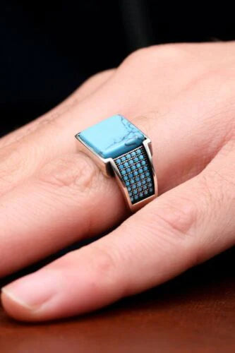 vintage rings for women -Timeless Turquoise Ring -925 Silver