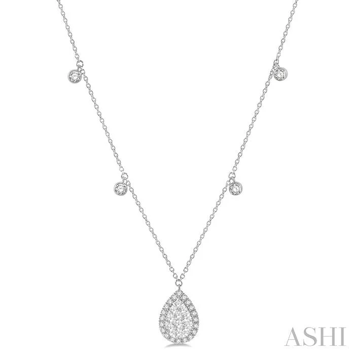 dazzling necklaces for women -PEAR SHAPE HALO LOVEBRIGHT DIAMOND NECKLACE