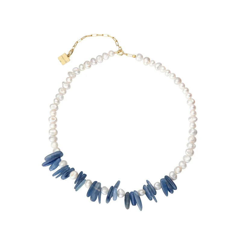 delicate chain necklaces for women -Noa 18K Gold Plated Necklace w. Pearls & Kyanite