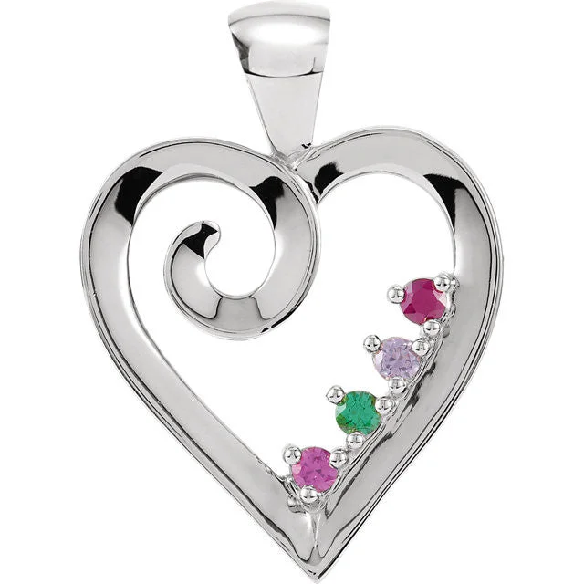 bridal necklaces for women -Mother's Family Birthstone Heart Pendant or Necklace